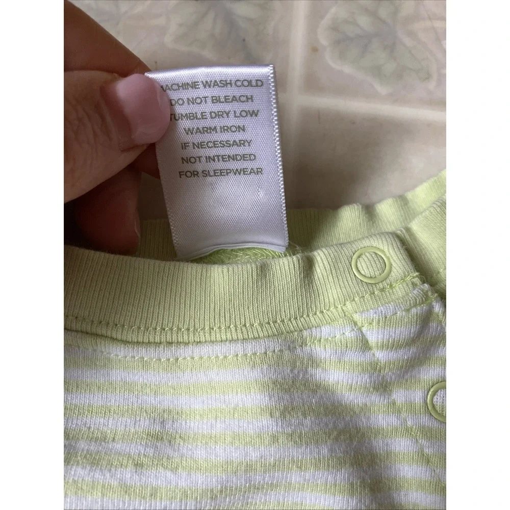 Gymboree Vintage Sweet Pea Green Striped Short Sleeve Romper, 0-3 mo. 240268084